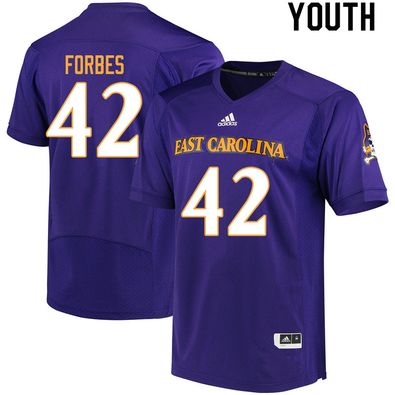 Youth #42 Keaton Forbes ECU Pirates College Football Jerseys Sale-Purple - Click Image to Close
